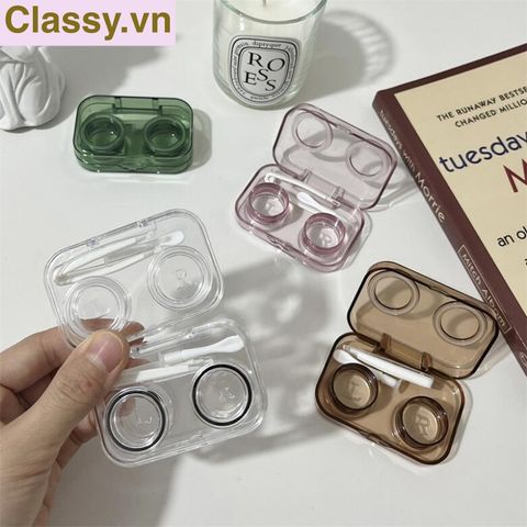  Hộp đựng kính áp tròng đơn sắc tối giản màu be dành cho các bạn nữ yêu thích style minimalism PK1821 