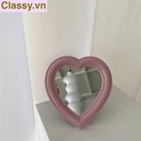  [GIAO HÀNG 7-25 NGÀY] Gương soi cầm tay hình trái tim Kích thước 17.5*18.5cm màu hồng PK1823 