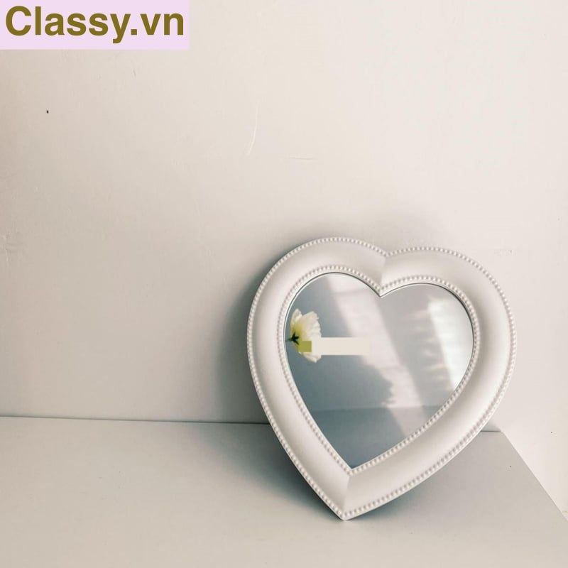 [GIAO HÀNG 7-25 NGÀY] Gương soi cầm tay hình trái tim Kích thước 17.5*18.5cm màu hồng PK1823 
