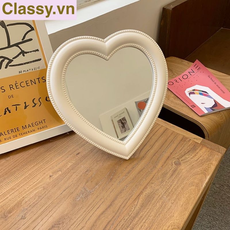  [GIAO HÀNG 7-25 NGÀY] Gương soi cầm tay hình trái tim Kích thước 17.5*18.5cm màu hồng PK1823 