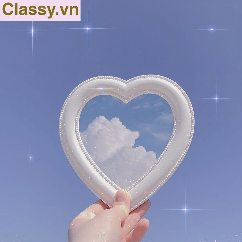  [GIAO HÀNG 7-25 NGÀY] Gương soi cầm tay hình trái tim Kích thước 17.5*18.5cm màu hồng PK1823 