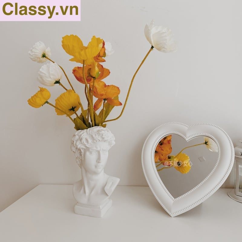  [GIAO HÀNG 7-25 NGÀY] Gương soi cầm tay hình trái tim Kích thước 17.5*18.5cm màu hồng PK1823 