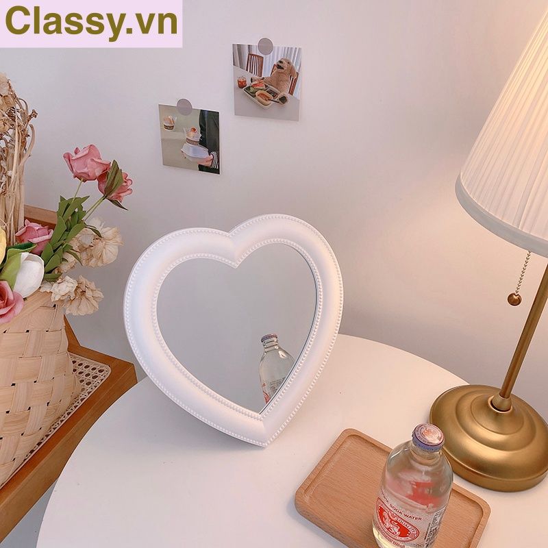  [GIAO HÀNG 7-25 NGÀY] Gương soi cầm tay hình trái tim Kích thước 17.5*18.5cm màu hồng PK1823 