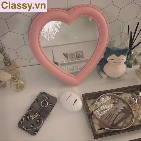  [GIAO HÀNG 7-25 NGÀY] 10 Gương soi cầm tay hình trái tim Kích thước 17.5*18.5cm màu hồng PK1823 