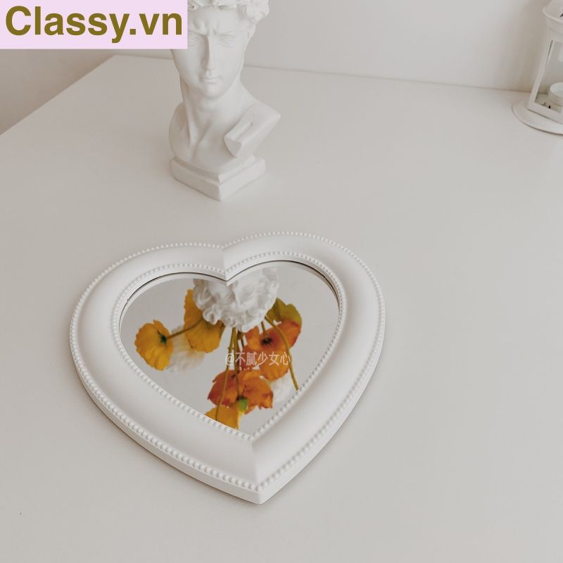  [GIAO HÀNG 7-25 NGÀY] Gương soi cầm tay hình trái tim Kích thước 17.5*18.5cm màu hồng PK1823 