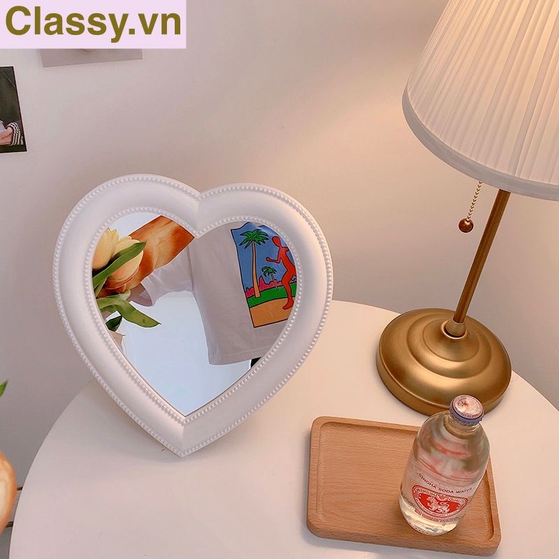  [GIAO HÀNG 7-25 NGÀY] Gương soi cầm tay hình trái tim Kích thước 17.5*18.5cm màu hồng PK1823 