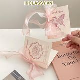  [GIAO HÀNG 7-25 NGÀY] COMBO 100 Thiệp kèm Phong bì và Ruy băng vintage Butterfly chúc mừng 8-3, 20-11, Sinh Nhật, Lễ, Cảm Ơn , Tình Yêu PK1873 