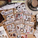 Combo 2 sticker PK1878 Nhãn dán infeelme vintage dán Sổ tay sáng tạo vật liệu trang trí Kích thước 120 x 168 mm 