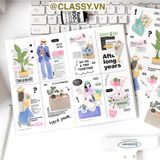  Combo 2 sticker PK1878 Nhãn dán infeelme vintage dán Sổ tay sáng tạo vật liệu trang trí Kích thước 120 x 168 mm 