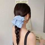  [GIAO HÀNG 7-25 NGÀY] Scrunchies buộc tóc hình vuông kẻ sọc, gắn nơ ruy băng vintage  PK1881 