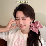  [GIAO HÀNG 7-25 NGÀY] Scrunchies buộc tóc hình vuông kẻ sọc, gắn nơ ruy băng vintage  PK1881 