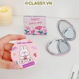  Gương trang điểm cầm tay mini 2 mặt bỏ túi kèm lược, Gương cầm tay mini Hàn Quốc siêu cute, Gương hoạt hình PK569 