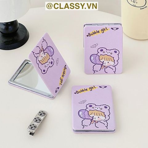  Gương trang điểm cầm tay mini 2 mặt bỏ túi kèm lược, Gương cầm tay mini Hàn Quốc siêu cute, Gương hoạt hình PK569 