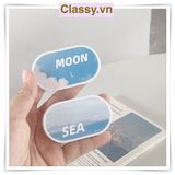  Khay đựng 01 cặp kính áp tròng, khay lens hình bầu trời và tuyết màu xanh, có gương soi PK658 