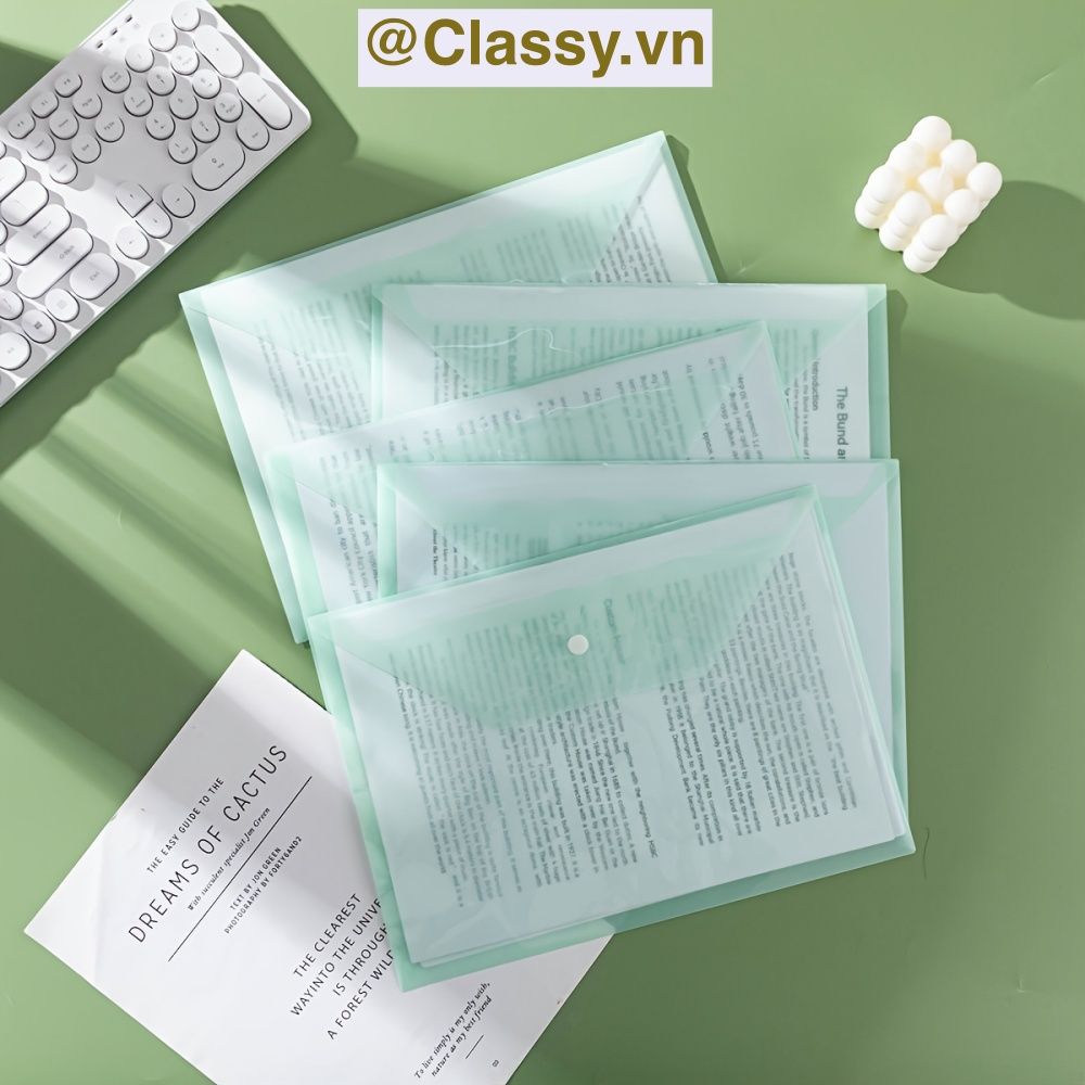  Túi Nút File Đựng Tài Liệu My Clear Bag A4 Nhiều Màu Bìa Đựng Tài Liệu Văn Phòng Lưu Trữ Hồ Sơ Giấy Tờ Classy Basic PK778 