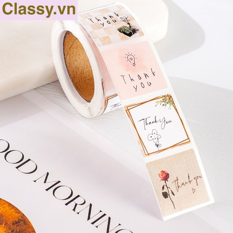  Cuộn sticker phong cách vintage dán niêm phong túi giấy, hộp bánh handmade, quà tặng dễ thương, tem dán thiệp Q1346 