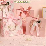  Túi giấy Thank You đính hoa sang trọng, dùng làm quà tặng sinh nhật, valetine, kỷ niệm Q1347 