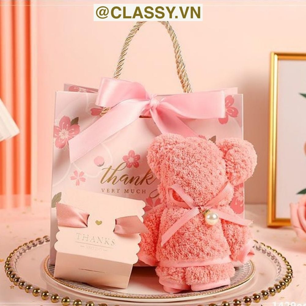  Túi giấy Thank You đính hoa sang trọng, dùng làm quà tặng sinh nhật, valetine, kỷ niệm Q1347 