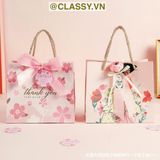  Túi giấy Thank You đính hoa sang trọng, dùng làm quà tặng sinh nhật, valetine, kỷ niệm Q1347 