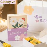  Hộp giấy tự gấp Classy đựng quà tặng kèm quai xách bằng ruy băng hình hoa tulip, kích thước 17 X 10 X 7.5CM Q1750 