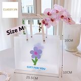  Túi xách trong suốt nhiều hoạ tiết bằng nhựa PP bền màu, chống thấm nước, đựng được đồ rất nặng Q1876 24*19.5*9.5CM 
