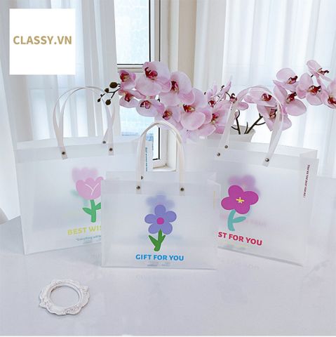  Túi xách trong suốt nhiều hoạ tiết bằng nhựa PP bền màu, chống thấm nước, đựng được đồ rất nặng Q1876 24*19.5*9.5CM 