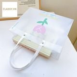  Túi xách trong suốt nhiều hoạ tiết bằng nhựa PP bền màu, chống thấm nước, đựng được đồ rất nặng Q1876 24*19.5*9.5CM 