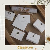  Thiệp Cổ điển Vintage gắn hình 3D, giấy art sang trọng kèm phong bì màu trắng Q254 