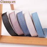  Cuộn 9 mét Ruy băng vải sợi poly kim tuyến sọc dọc cuộn dài 9MÉT, Rộng 25 MM đủ màu sắc Q554 