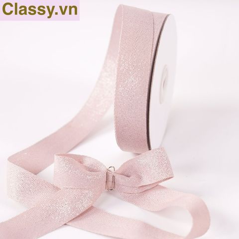  Cuộn 9 mét Ruy băng vải sợi poly kim tuyến sọc dọc cuộn dài 9MÉT, Rộng 25 MM đủ màu sắc Q554 