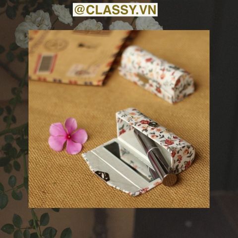  [GIAO HÀNG 7-25 NGÀY]  COMBO 120 Hộp đựng son có gương , nắp gập bọc vải họa tiết hoa nhí vintage, kích thước 8,3X2,3X2,4cm Q579 