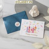  Thiệp Cổ điển Vintage Classy in họa tiết hoa nhí giấy art sang trọng kèm phong bì giấy kraft nâu Q724 