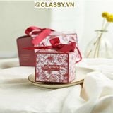  Q794 -(Kích thước 15x12x10cm) - Hộp giấy tự gấp đựng quà tặng hình hộp vuông kèm ruy băng và quai xách nhựa cứng 