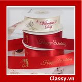  Ruy băng vải sợi poly dài 01MÉT, dệt chữ chủ đề lễ hội, màu đỏ Q958 