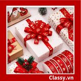  Ruy băng vải sợi poly dài 01MÉT, dệt chữ chủ đề lễ hội, màu đỏ Q958 