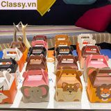  Q961 Hộp bánh ngọt, hộp kẹo , hôp quà tặng cầm tay in họa tiết động vật dễ thương 
