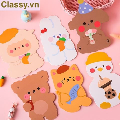  Q977 Thiệp cute Kích thước 15CMX11CM chúc mừng 8-3, 20-11, Sinh Nhật,  Lễ lạt, Cảm Ơn , Tình Yêu in hình hoạt hình 