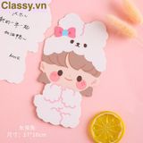  Q977 Thiệp cute Kích thước 15CMX11CM chúc mừng 8-3, 20-11, Sinh Nhật,  Lễ lạt, Cảm Ơn , Tình Yêu in hình hoạt hình 