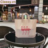  [GIAO HÀNG 7-25 NGÀY]  Túi tote hồng hạc bằng nhựa nhiều size, màu hồng, không ra màu T1360 