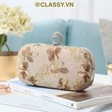  [GIAO HÀNG 7-23036 NGÀY]  Clutch cầm tay xỏ ngón thêu hoa thanh lịch trang nhã dành cho tiệc tối, mặc áo dài, dự sự kiện T158 