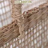  Túi cói làn cói mắt cáo trơn đi biển có nơ, kiểu dáng Vintage, đan thủ công bởi thợ Việt Nam T328 