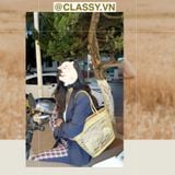  Túi cói làn cói mắt cáo trơn đi biển có nơ, kiểu dáng Vintage, đan thủ công bởi thợ Việt Nam T328 