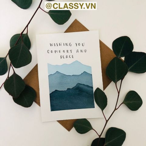  Thiệp vẽ tay bằng màu nước Classy trên nền giấy art Lan Vi 210GSM, kích thước đi kèm với phong bì của CLASSY STUDIO 