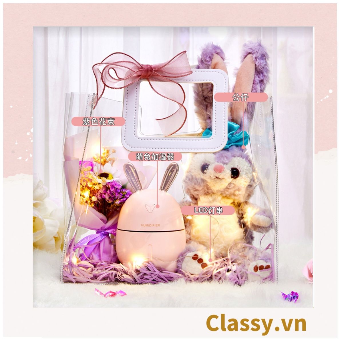  Classy Thỏ bông màu tím kích thước 50CM siêu êm siêu mịn chất liệu bông cao cấp B1784 