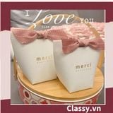  [GIAO HÀNG 7-25 NGÀY]  Túi giấy đựng quà Mini (đã bao gồm nơ) đơn sắc dễ thương 5.7x 6x10cm đựng son, trang sức, nước hoa làm quà tặng Q552 