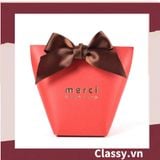  [GIAO HÀNG 7-25 NGÀY]  Túi giấy đựng quà Mini (đã bao gồm nơ) đơn sắc dễ thương 5.7x 6x10cm đựng son, trang sức, nước hoa làm quà tặng Q552 