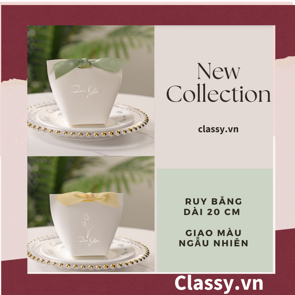  Túi giấy đựng quà Mini (đã bao gồm nơ) đơn sắc dễ thương 5.7x 6x10cm đựng son, trang sức, nước hoa làm quà tặng Q552 