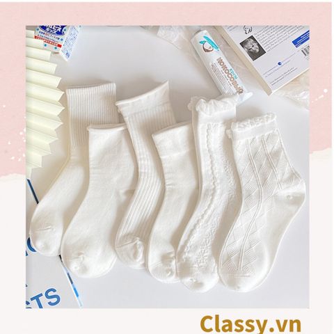  [GIAO HÀNG 7-25 NGÀY]  20 đôi Tất cổ cao, vớ cổ cao màu trắng trơn, chất cotton siêu êm G1345 