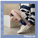  Classy Tất cổ cao, vớ cổ cao màu xanh họa tiết vui nhộn, chất cotton siêu êm G1346 