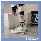  Classy Tất cổ cao, vớ cổ cao màu xanh họa tiết vui nhộn, chất cotton siêu êm G1346 